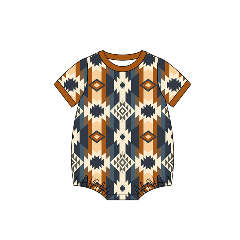 Baby Boys Short Sleeve Western Aztec Rompers Preorder