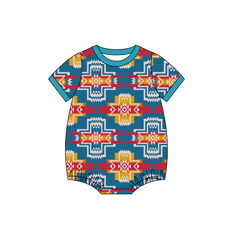 Baby Boys Short Sleeve Western Aztec Rompers Preorder