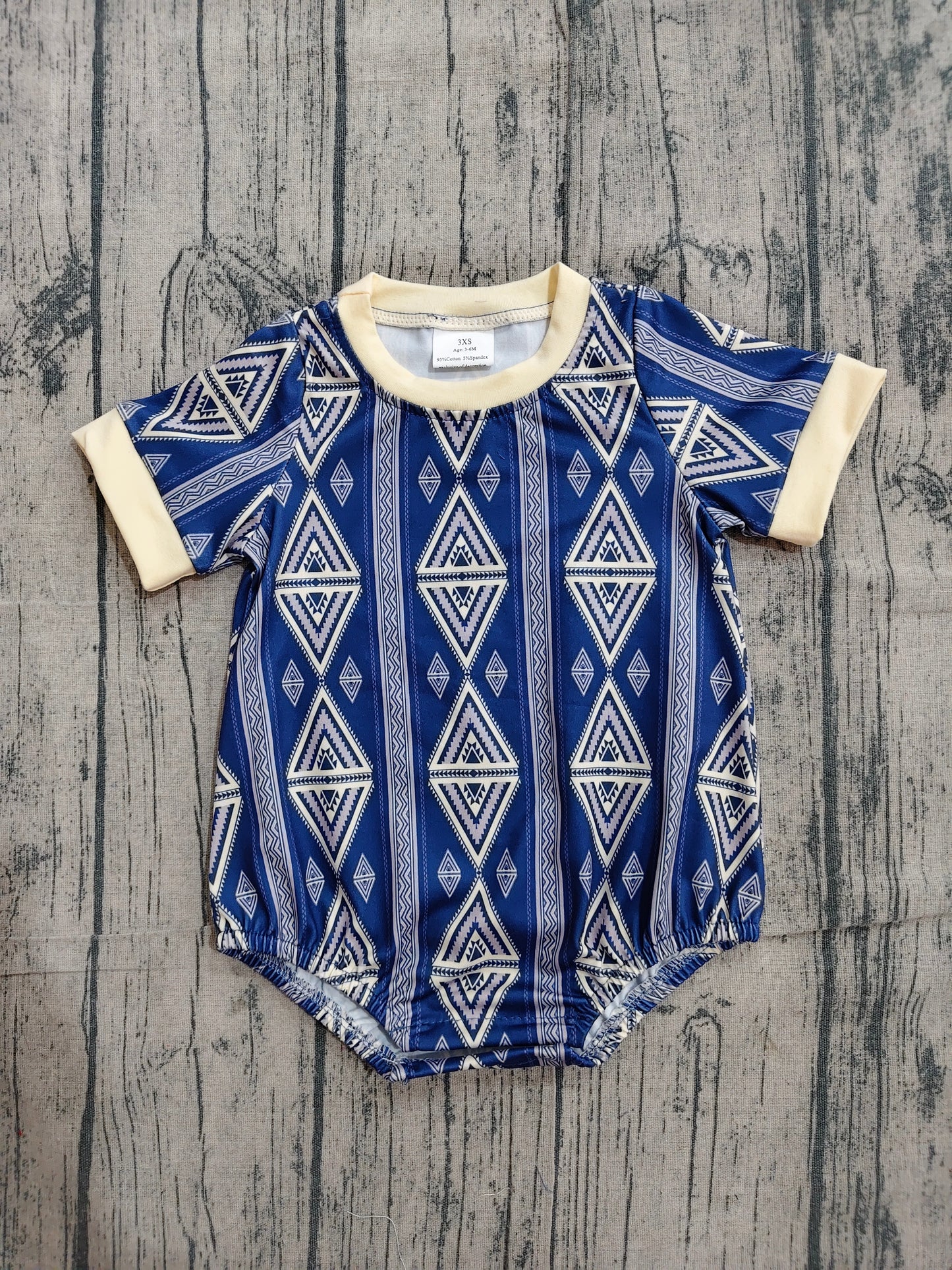 Baby Boys Short Sleeve Western Aztec Rompers