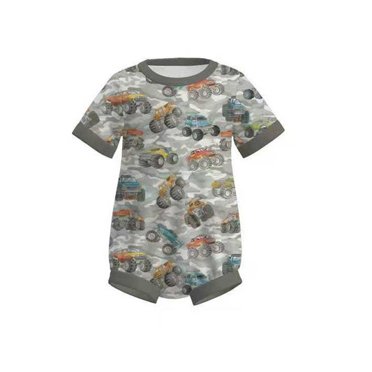 Baby Boys Grey Camo Trucks Southern Rompers Preorder