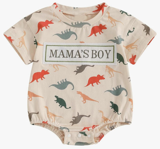 Baby Mama's Boys Dinosaurs Western Short Sleeve Rompers Preorder