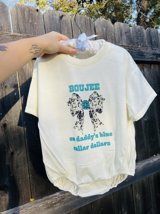 Baby Girls Short Sleeve Turquoise Bows Western Ruffle Rompers Preorder