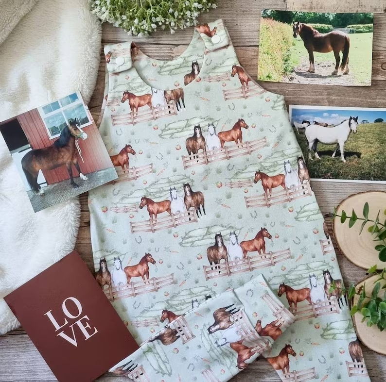 Baby Boys Sleeveless Horses Western Footie Rompers Preorder