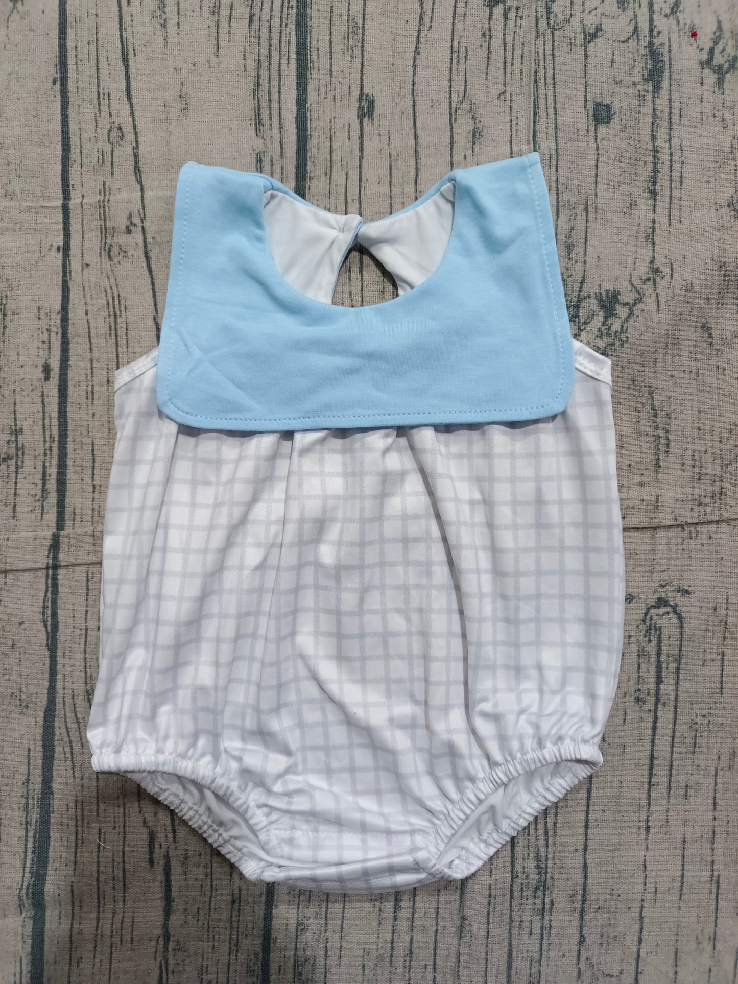 Baby Boys Sleeveless Blue Checked Rompers
