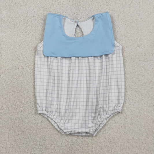 Baby Boys Sleeveless Blue Checked Rompers