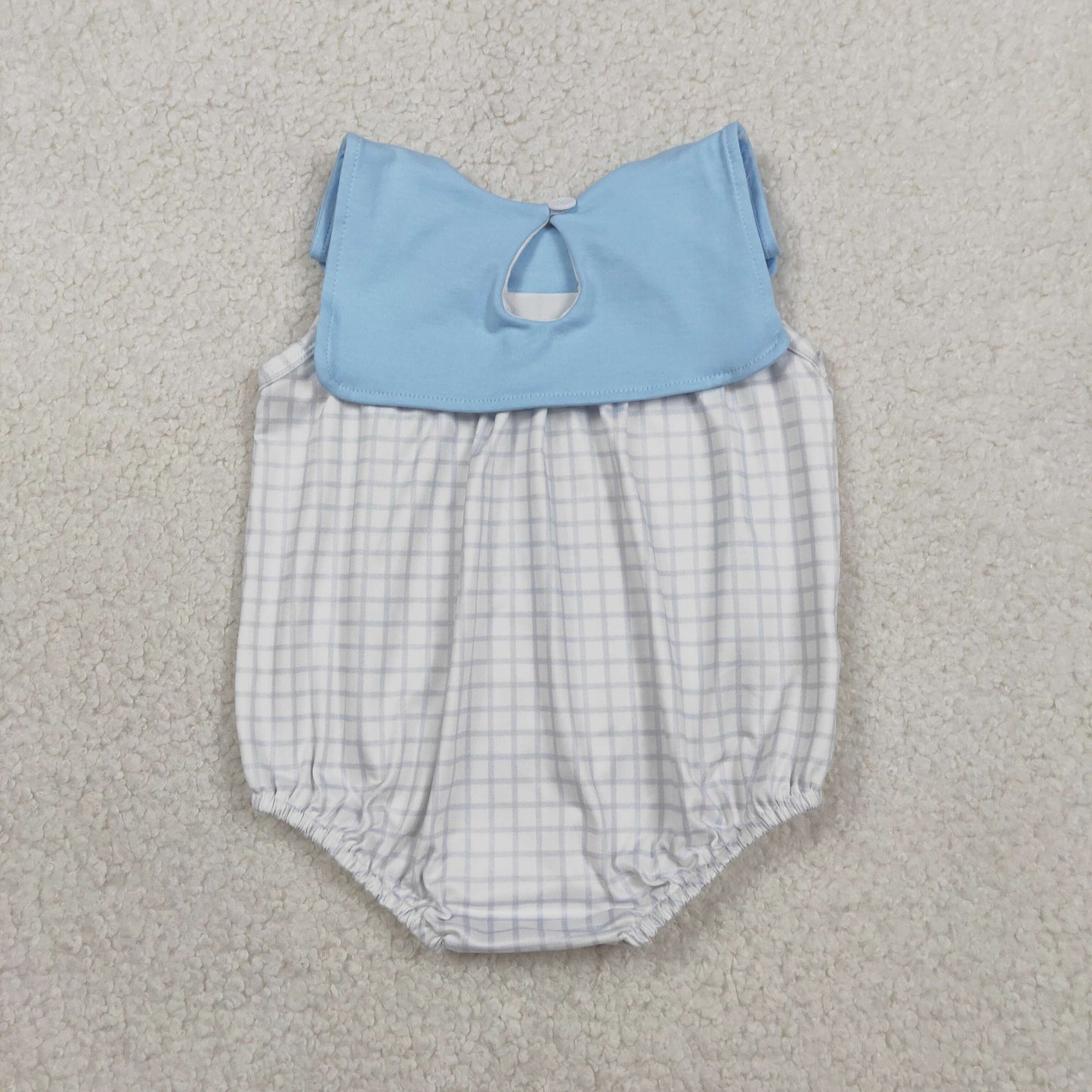 Baby Boys Sleeveless Blue Checked Rompers