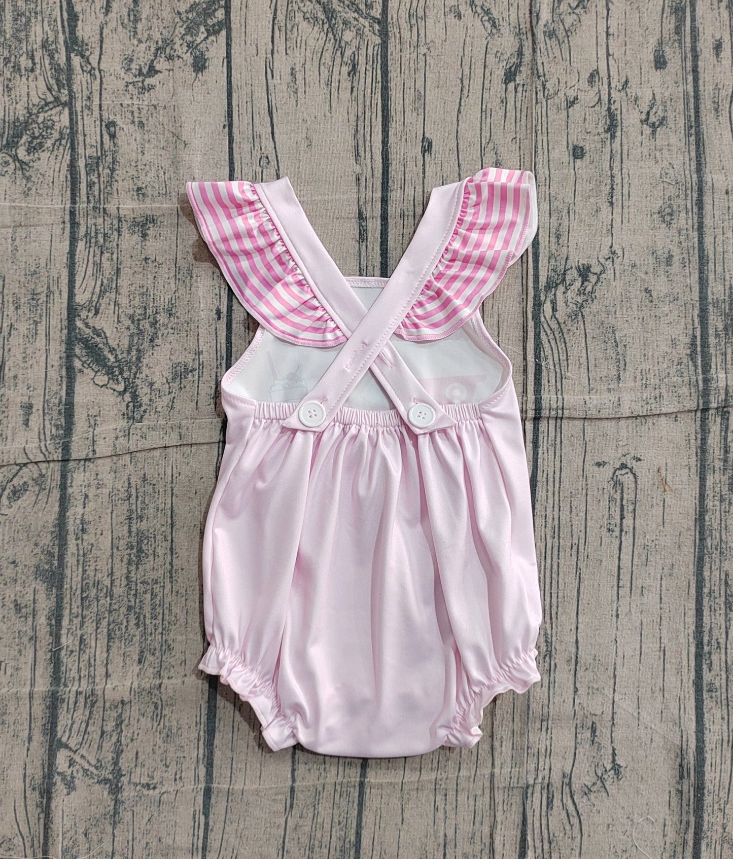 Baby Girls Pink Flutter Sleeve Chicken Best Day Ever Ruffle Rompers