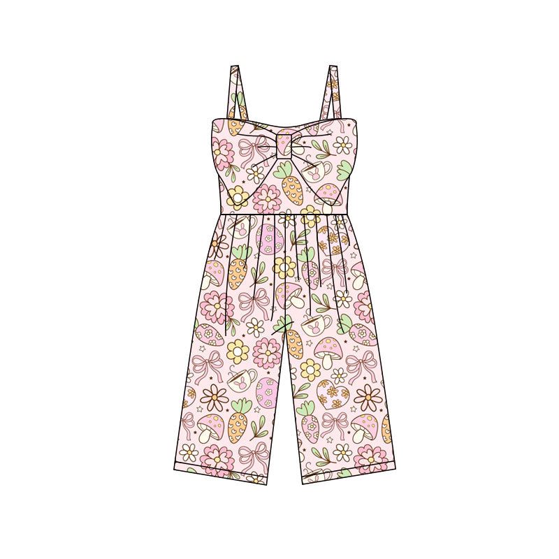 Baby Girls Strap Rabbits Eggs Flowers Easter Pants Jumpsuits Preorder