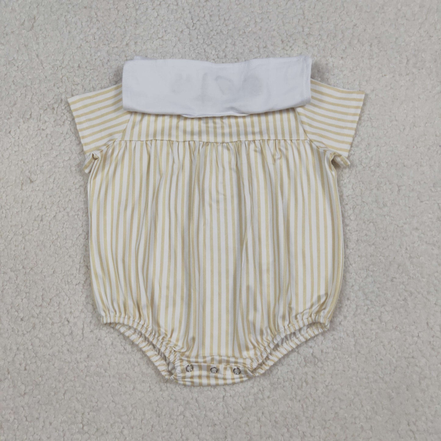 Embroidery Cross Sheep Baby Boys Sleeveless Yellow Stripe Romper