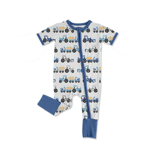 Baby Boys Eggs Carrots Trucks Easter Two Way Zip Convertible Rompers Preorder