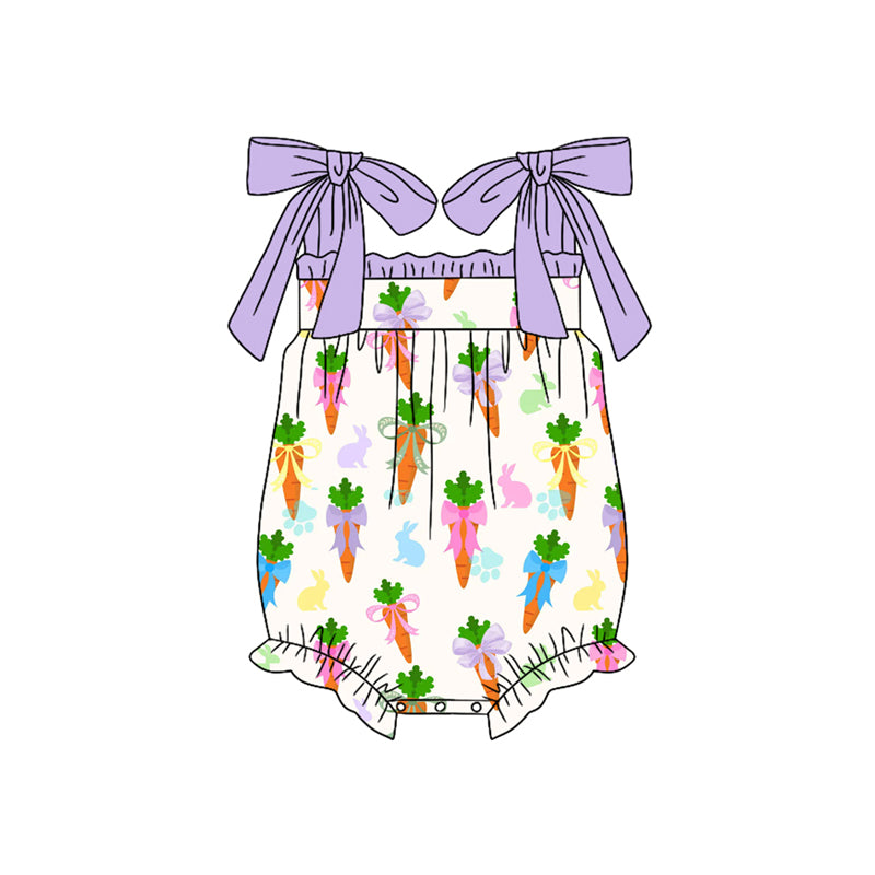 Baby Girls Strap Carrots Rabbits Easter Ruffle Rompers Preorder