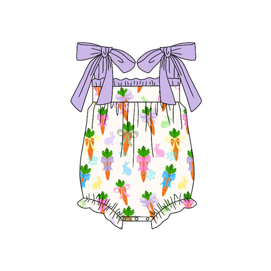 Baby Girls Strap Carrots Rabbits Easter Ruffle Rompers Preorder