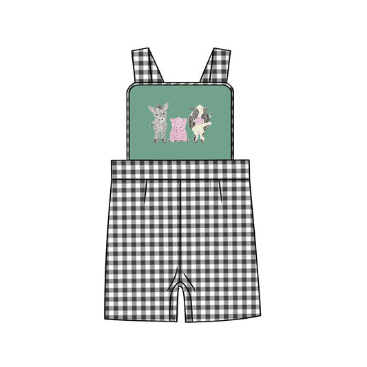 Baby Boys Strap Farm Checked Rompers Preorder