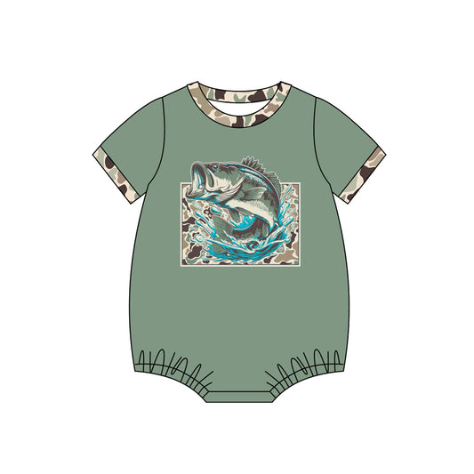 Baby Boys Short Sleeve Southern Camo Fishes Hunting Rompers Preorder