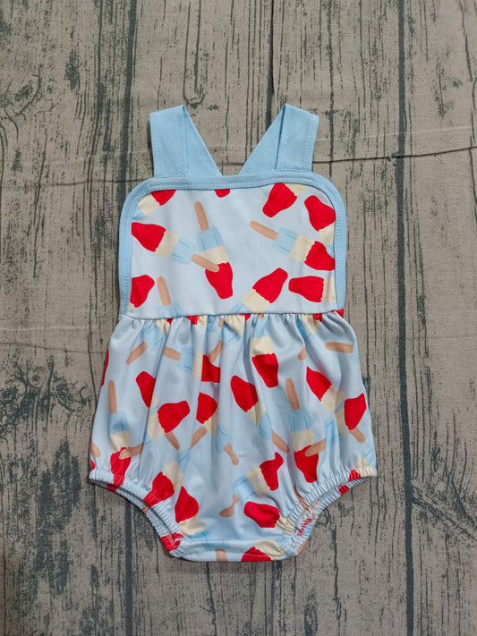 Baby Boys Blue Strap Popsicle 4th of July Rompers Preorder