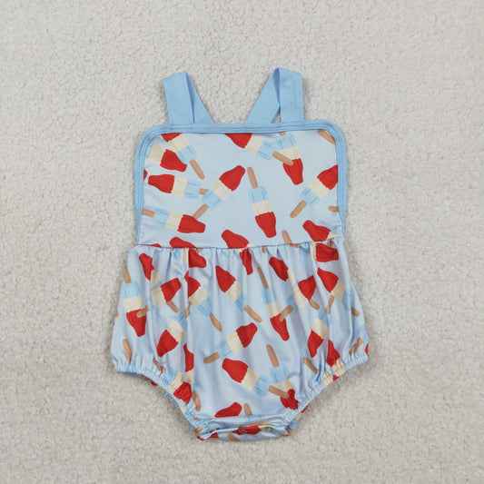Baby Boys Strap Red Blue Popsicle 4th of July Rompers