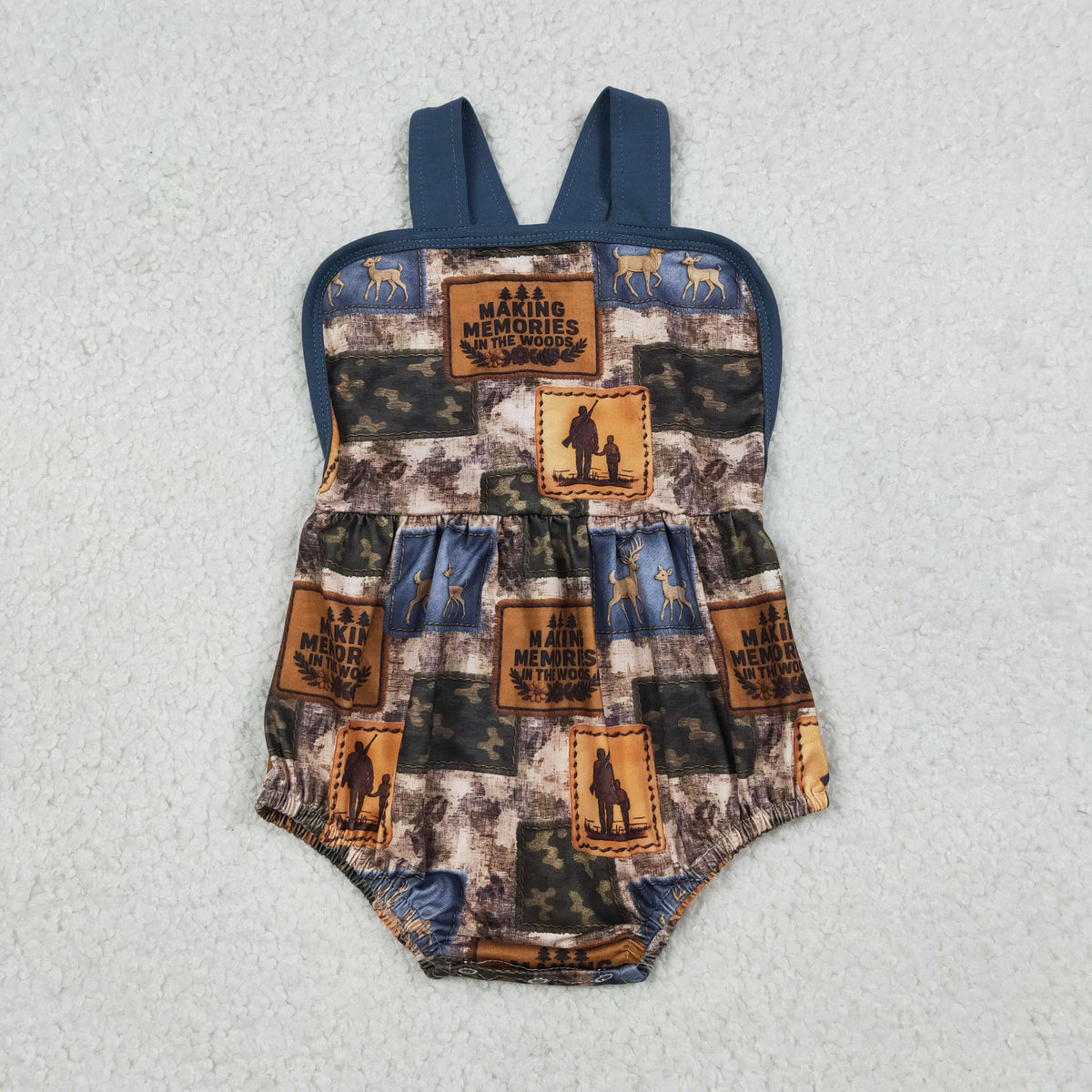 Sibling Baby Boys Strap Southern Camo Hunting Rompers