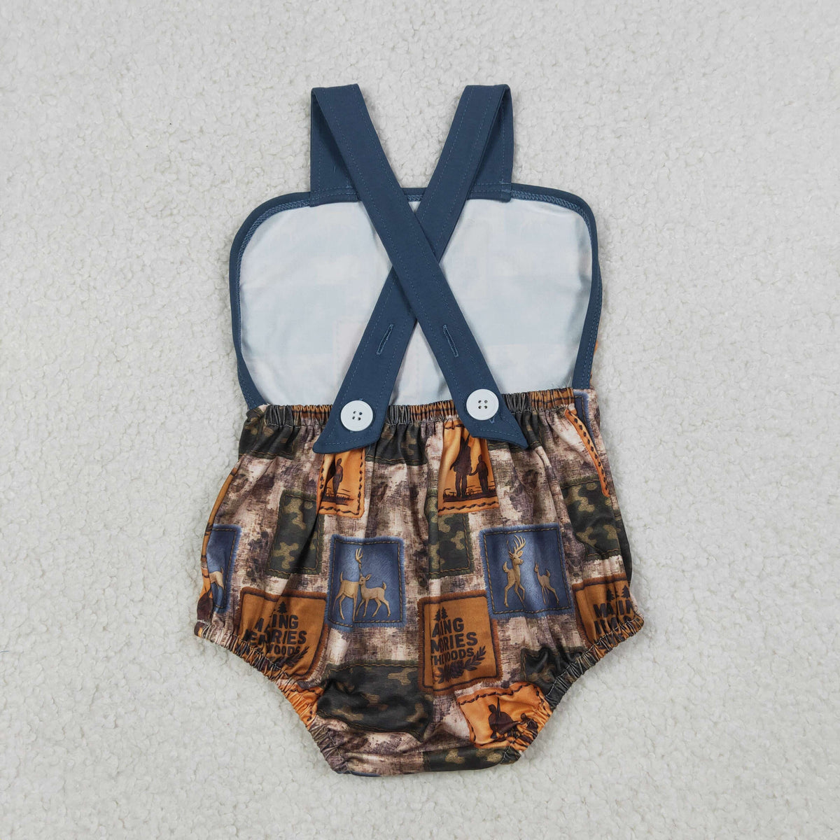 Sibling Baby Boys Strap Southern Camo Hunting Rompers