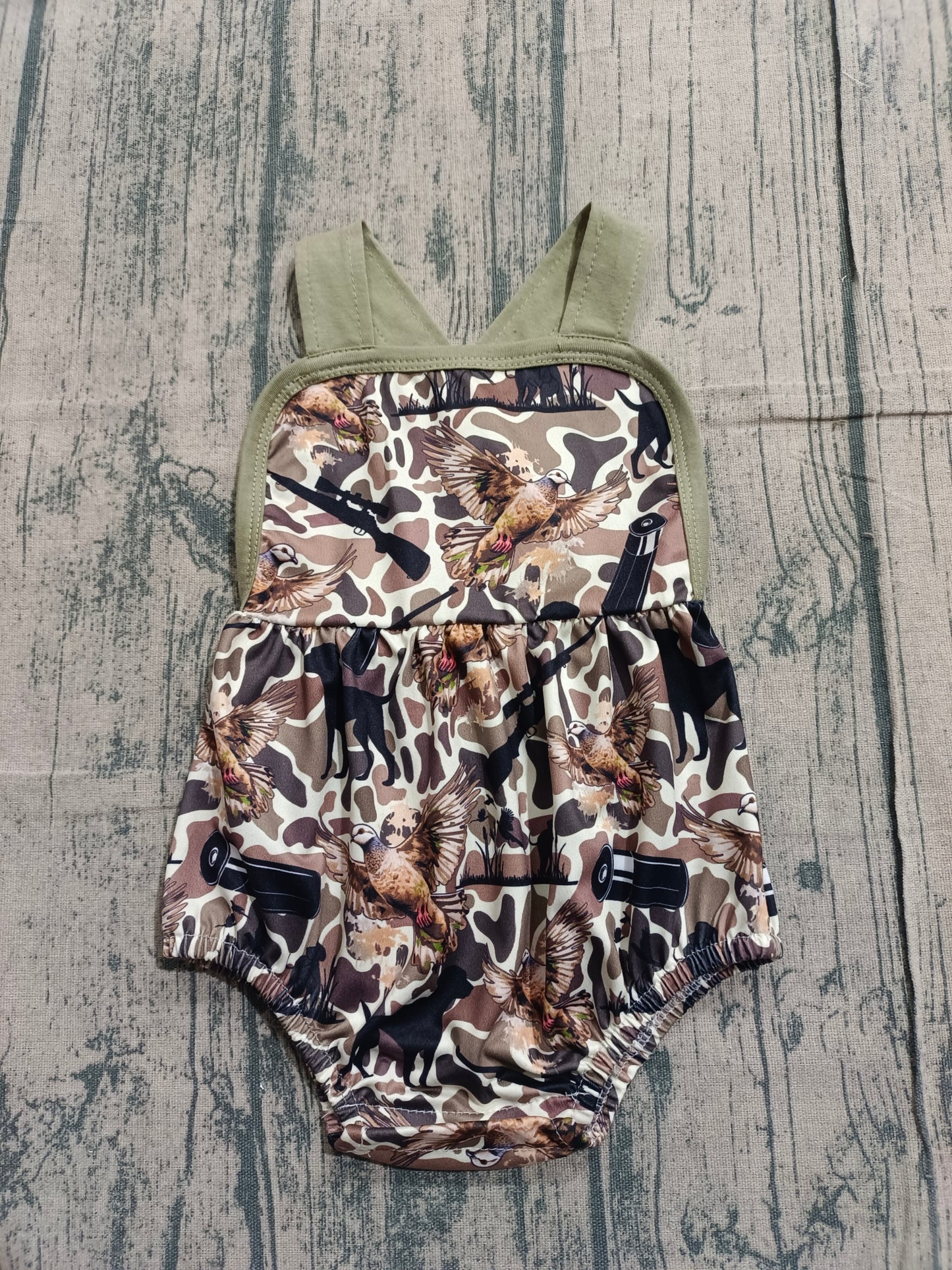 Baby Boys Strap Southern Ducks Camo Hunting Rompers Preorder