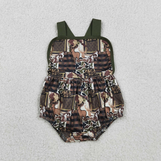 Baby Boys Strap Southern Deer Hats Camo Hunting Rompers