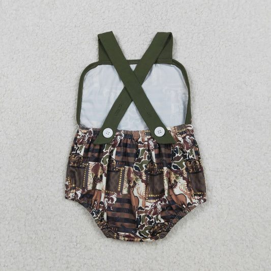 Baby Boys Strap Southern Deer Hats Camo Hunting Rompers