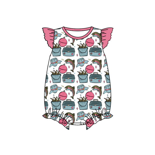 Baby Girls Flutter Sleeve Fishing Hunting Ruffle Rompers Preorder