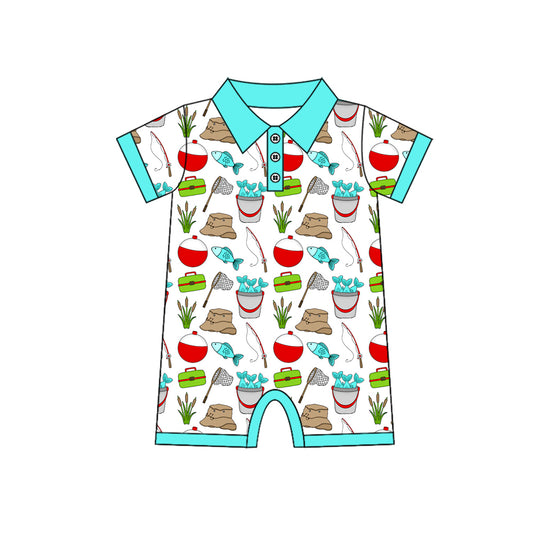 Baby Boys Short Sleeve Button Fishing Hunting Rompers Preorder