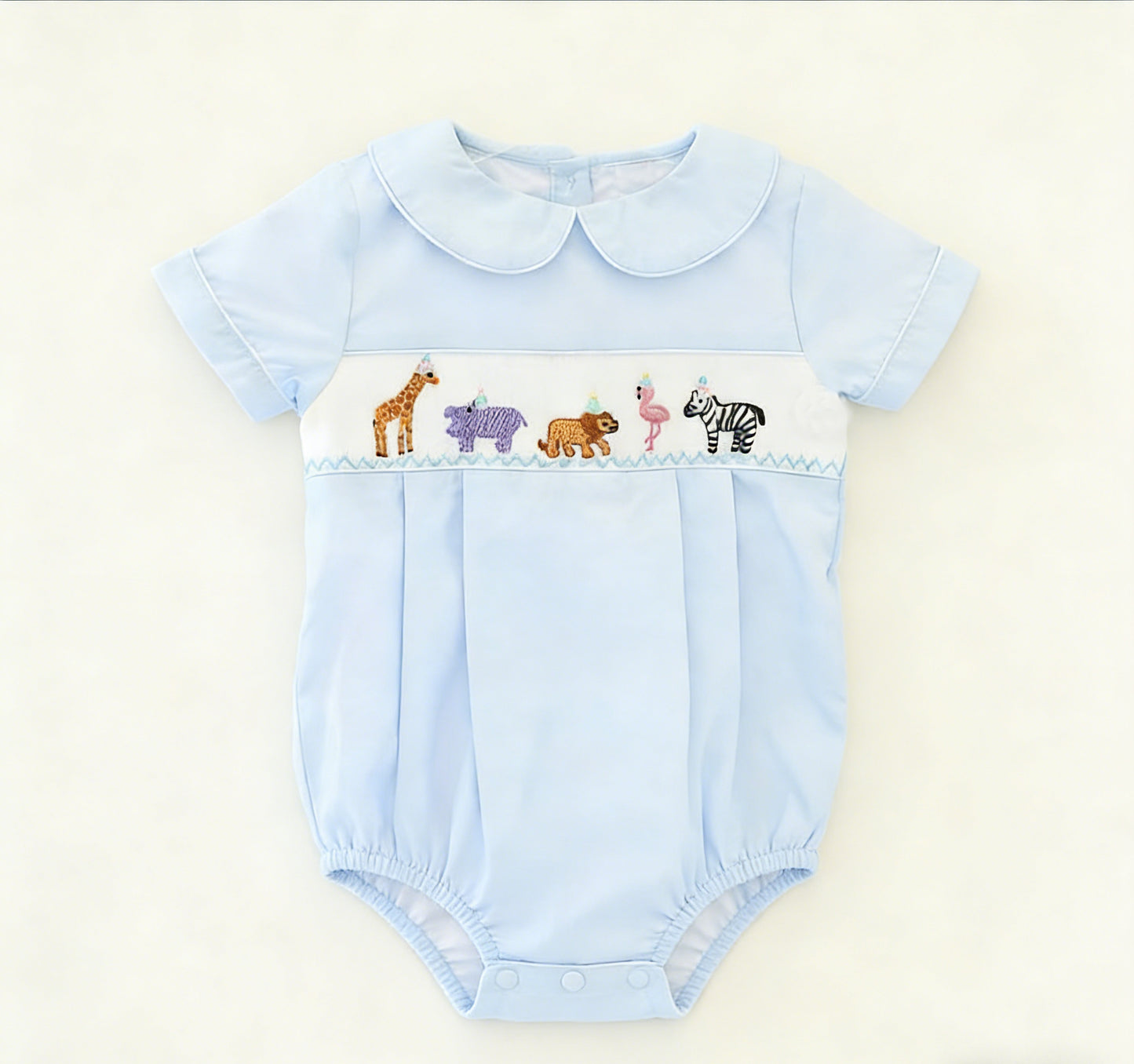 Baby Girls Short Sleeve Animals Collar Ruffle Rompers Preorder