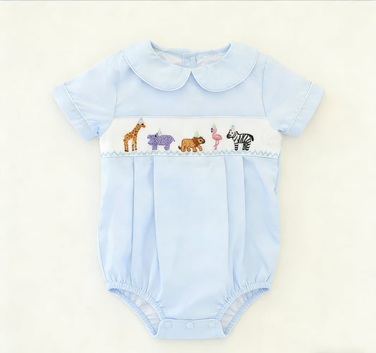 Baby Girls Short Sleeve Animals Collar Ruffle Rompers Preorder