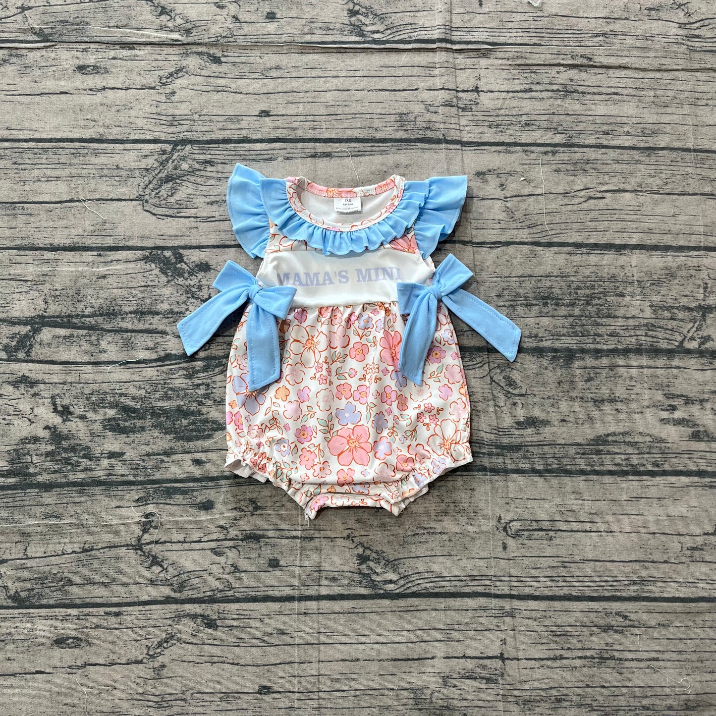 Baby Girls Flutter Sleeve Mama's Mini Colorful Flowers Ruffle Rompers