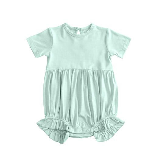 Baby Girls Short Sleeve Light Green Ruffle Rompers Preorder