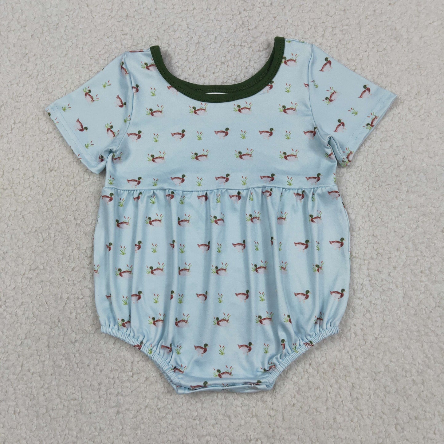Baby Boys Short Sleeve Ducks Plaid Hunting Rompers
