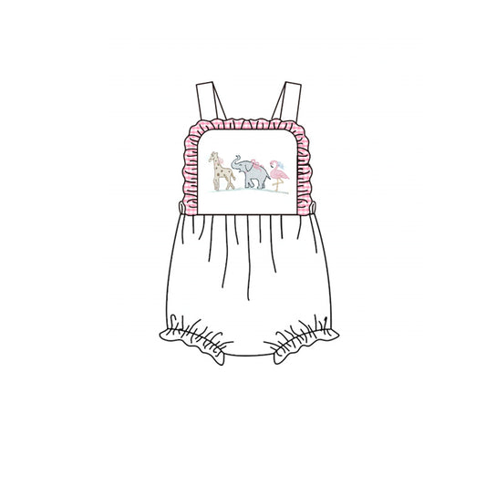 Baby Girls Strap Bows Animals Ruffle Rompers Preorder