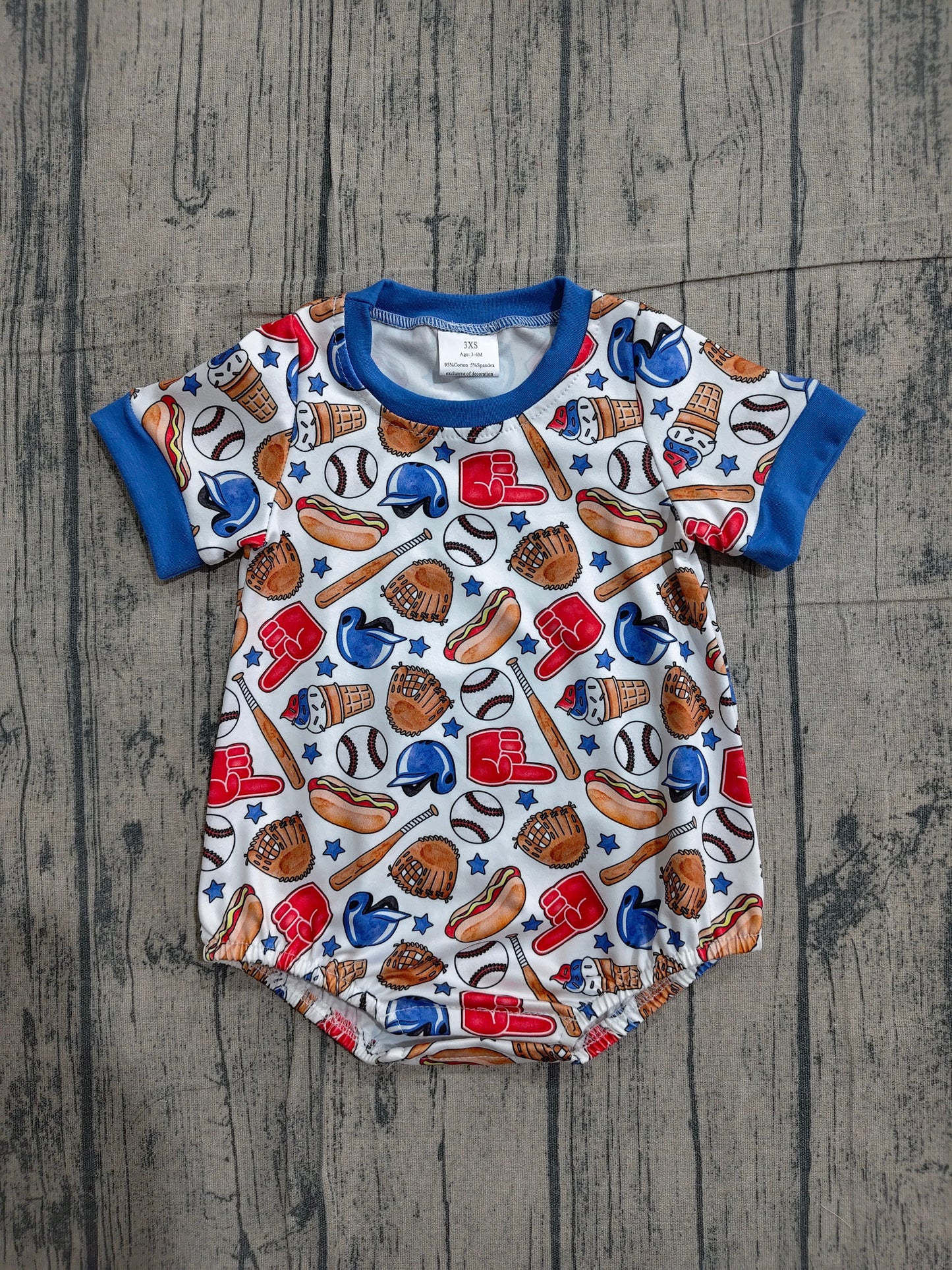 Baby Boys Short Sleeve Baseballs Stars Team Rompers