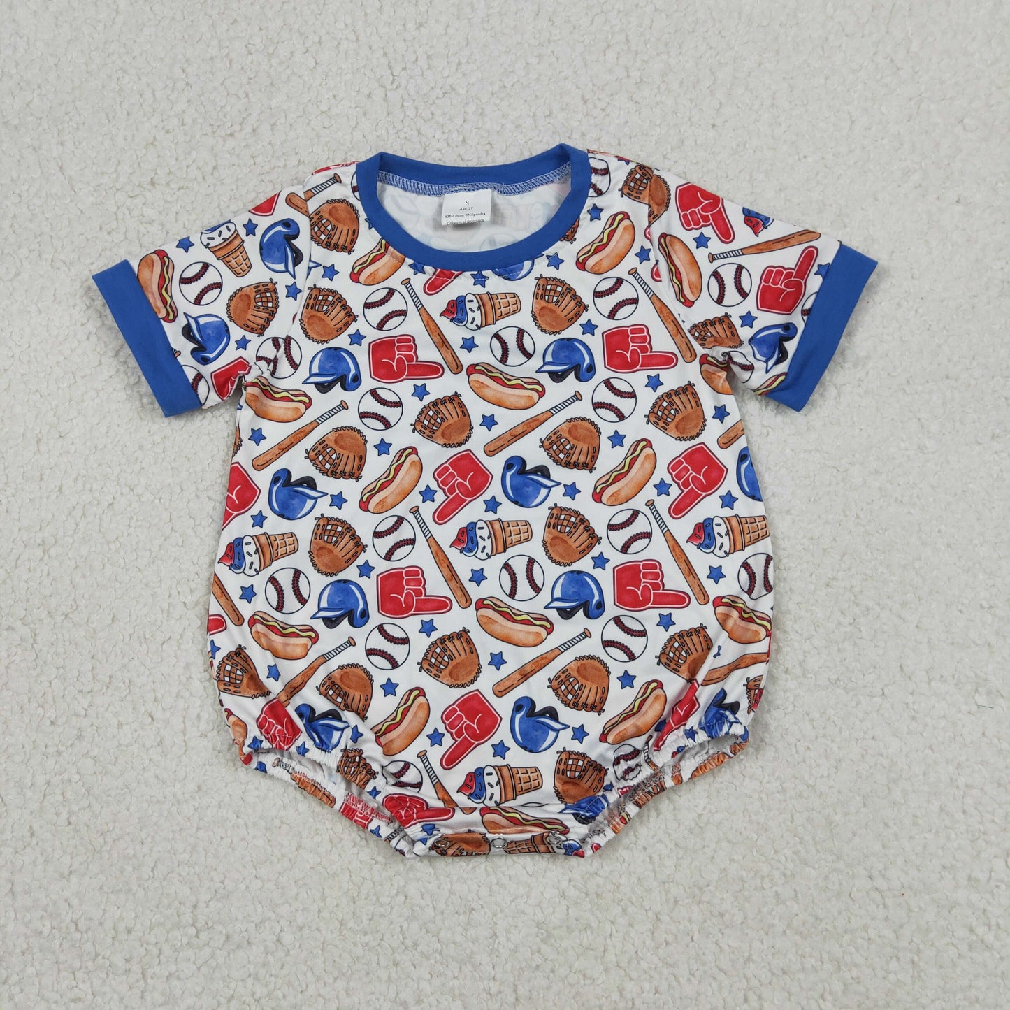 Baby Boys Short Sleeve Baseballs Stars Team Rompers