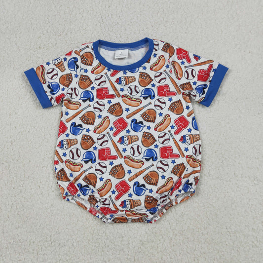 Baby Boys Short Sleeve Baseballs Stars Team Rompers