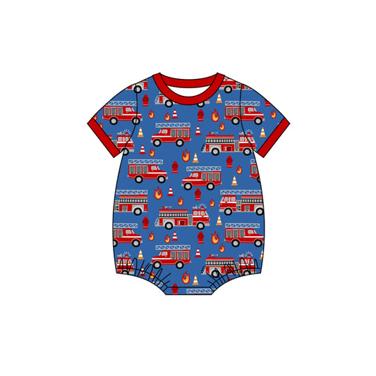 Baby Boys Short Sleeve Firetrucks Rompers Preorder