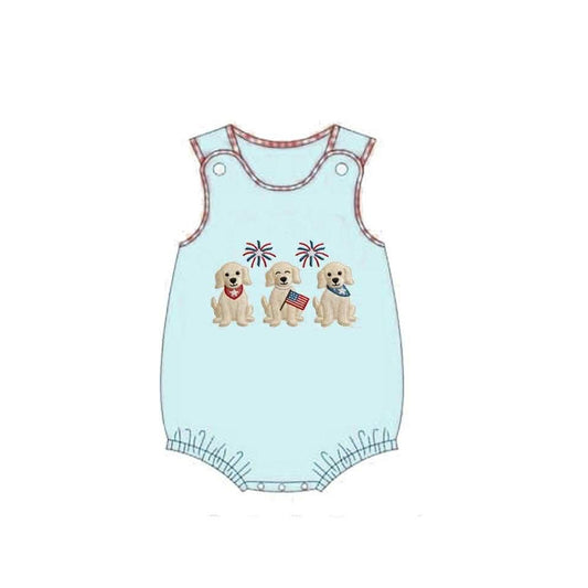 Baby Boys Sleeveless Dogs Flags 4th of July Rompers Preorder
