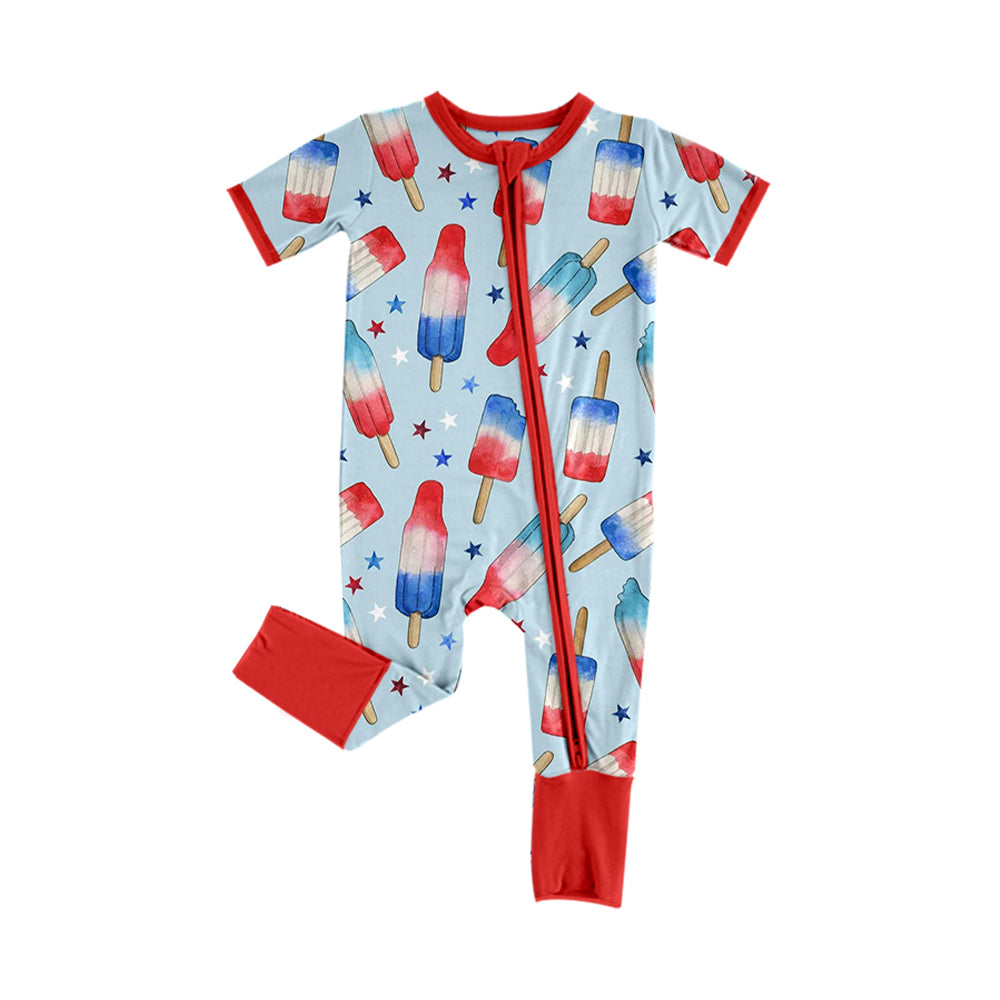 Baby Boys Stars Popsicle 4th of July Two Way Zip Convertible Rompers Preorder