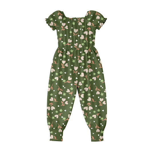 Baby Girls Short Ruffle Sleeve Colorful Flowers Pant Jumpsuits Preorder