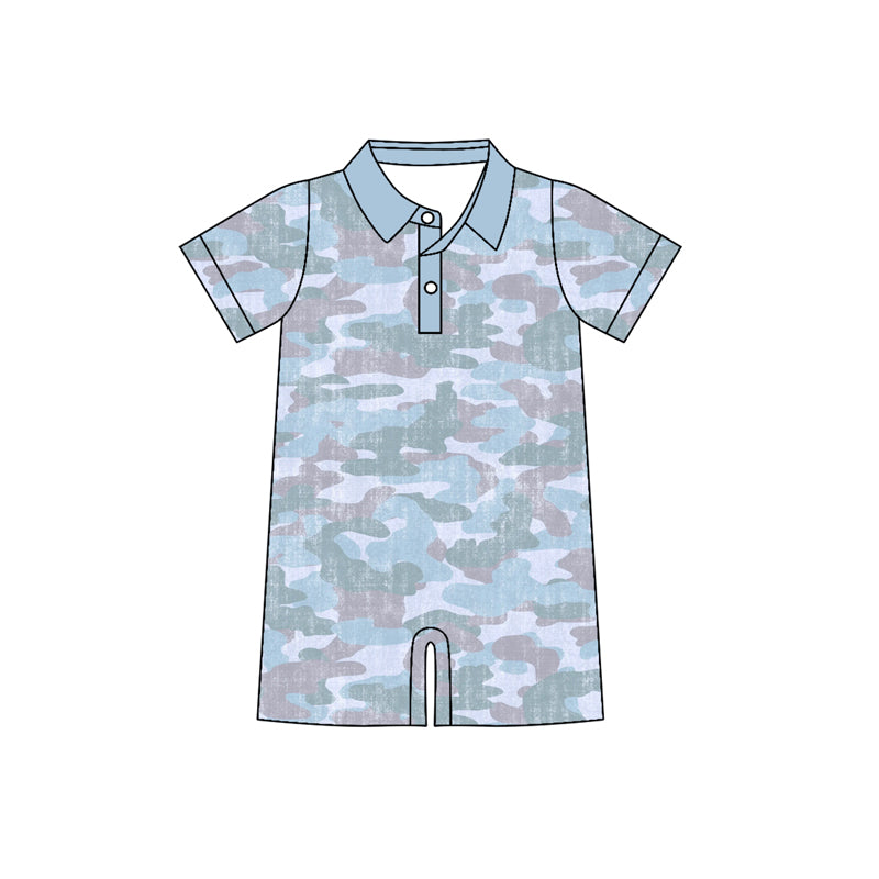 Baby Boys Short Sleeve Southern Camo Button Rompers Preorder