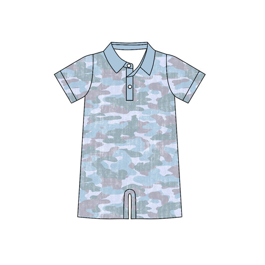 Baby Boys Short Sleeve Southern Camo Button Rompers Preorder