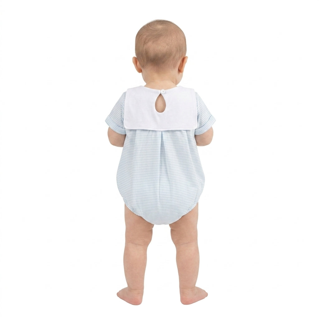 Embroidery Truck House Baby Boys Farm Stripe Rompers