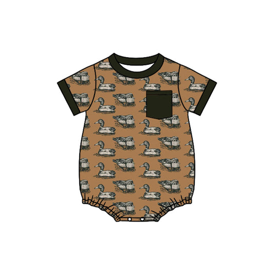 Baby Boys Short Sleeve Ducks Pocket Hunting Rompers Preorder