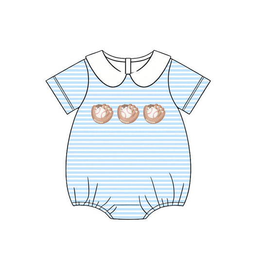 Baby Boys Short Sleeve Baseballs Stripe Team Rompers Preorder