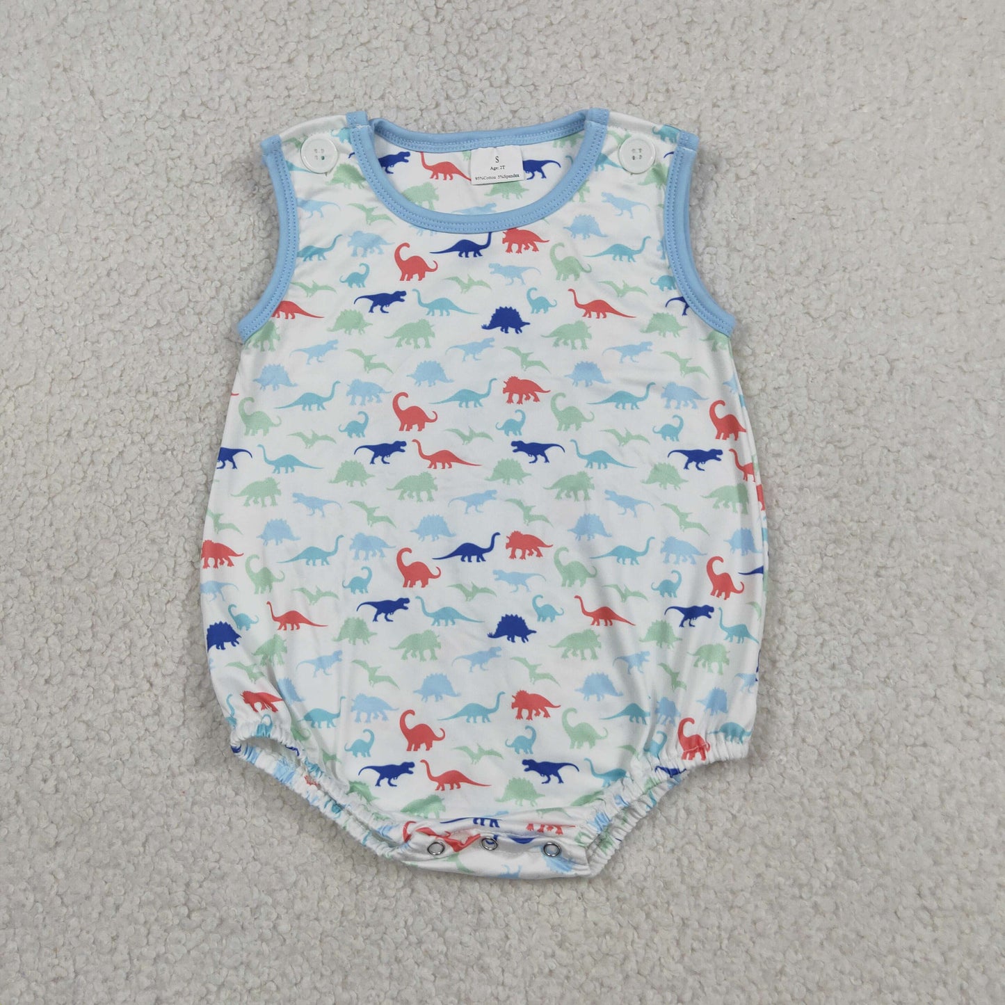 Baby Boys Sleeveless Dinosaurs Plaid Rompers