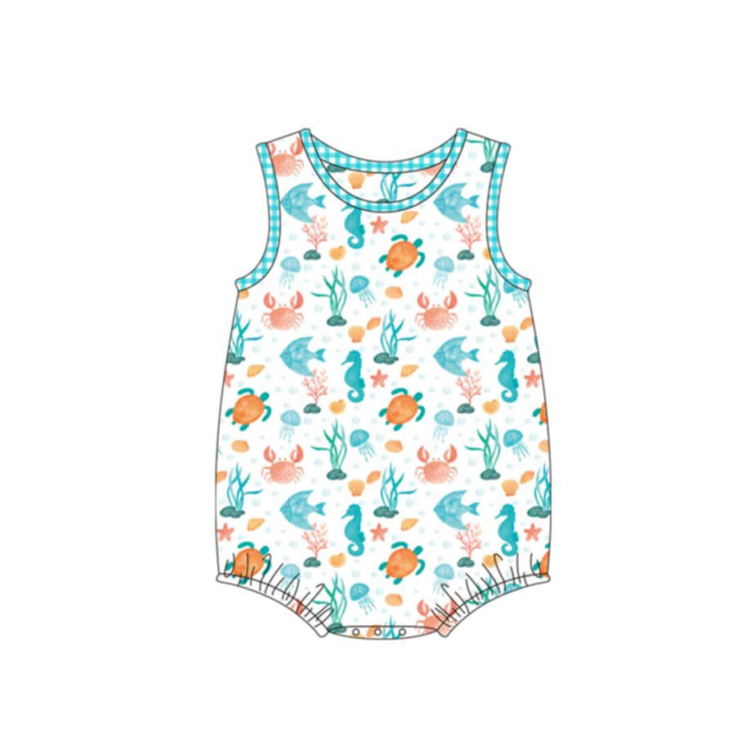 Baby Boys Sleeveless Tortoise Fishes Rompers Preorder