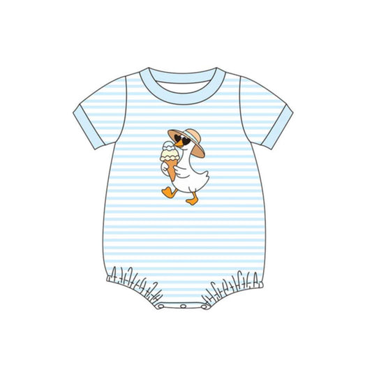 Baby Boys Blue Stripe Ice Cream Gooses Rompers Preorder