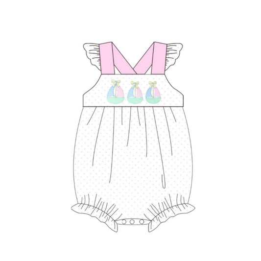 Baby Girls Pink Polka Dots Boats Ruffle Rompers Preorder