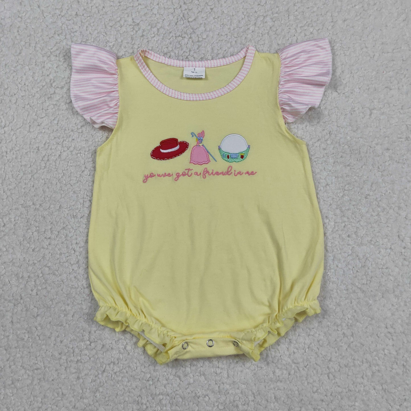 Sibling Embroidery Got a Friend Top Pockets Short Clothes Set Rompers